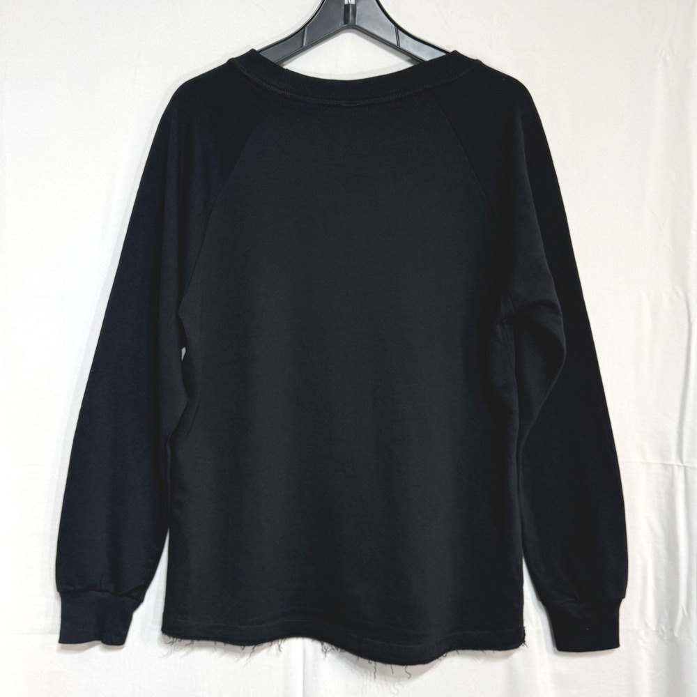 Alternative Apparel‎ Black Raglan Sweatshirt High Low Raw Hem Large Womens NWOT - Picture 3 of 11